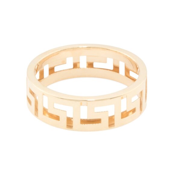 GOLDEN CLEF Gold Made In Italy 14k Gold Greek Key Ring - Picture 1 of 2